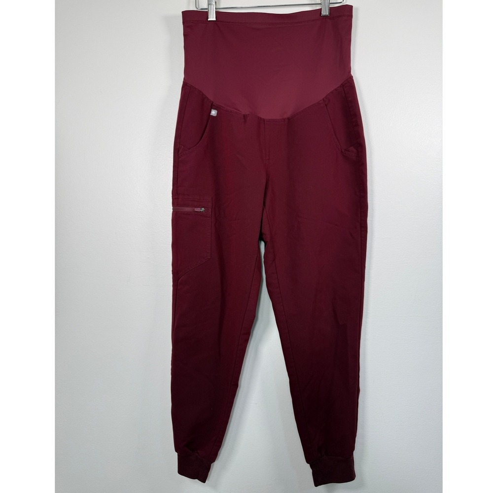 FIGS Maternity Zamora Jogger Pants Womens S/P W20SW2016P Ruby/Burgundy EUC